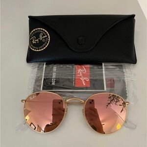 Ray-Ban Gold Frame with Pink Lenses Sunglasses